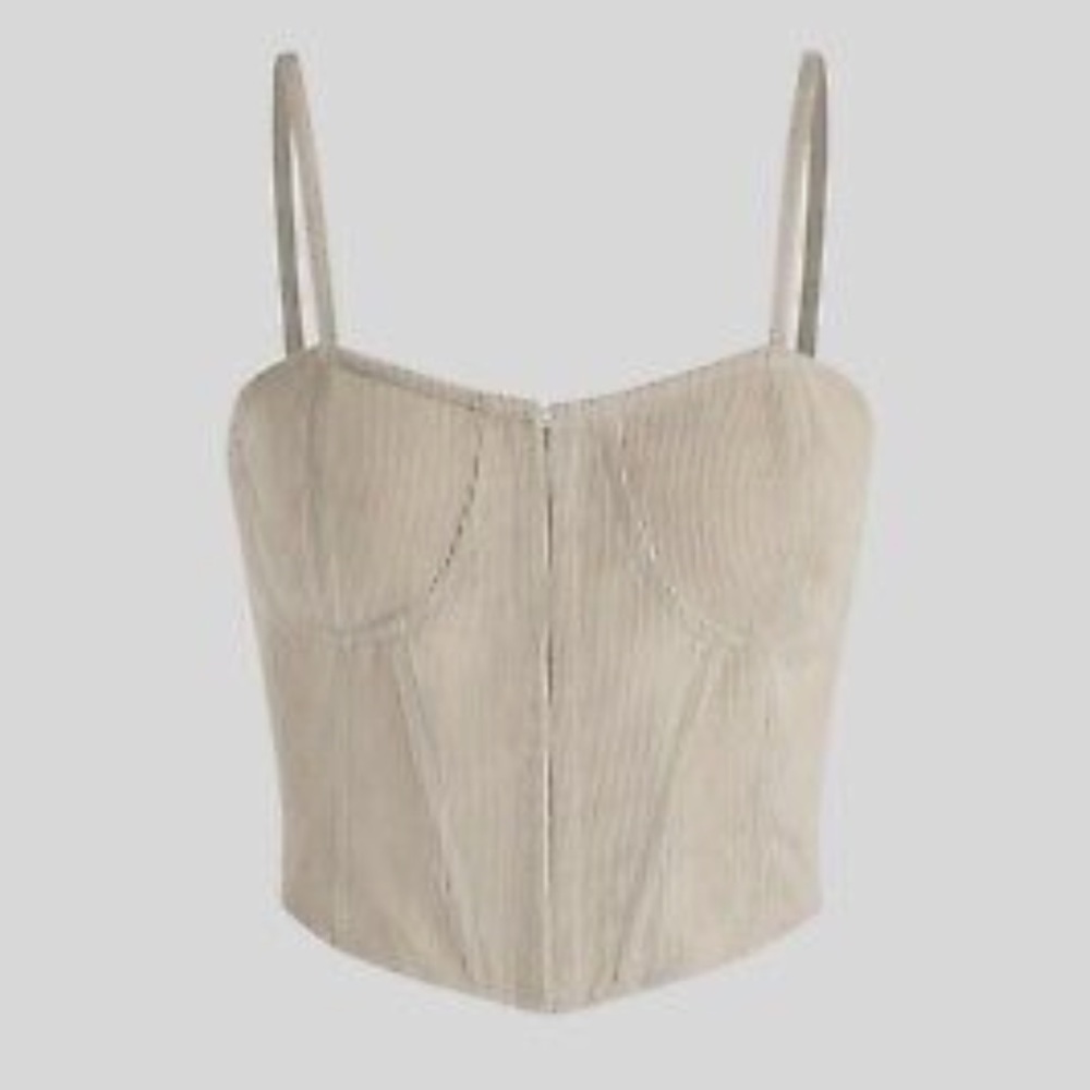 Cider Solid Corduroy Corset Top Tan Size Small *NWOT* - Picture 2 of 8